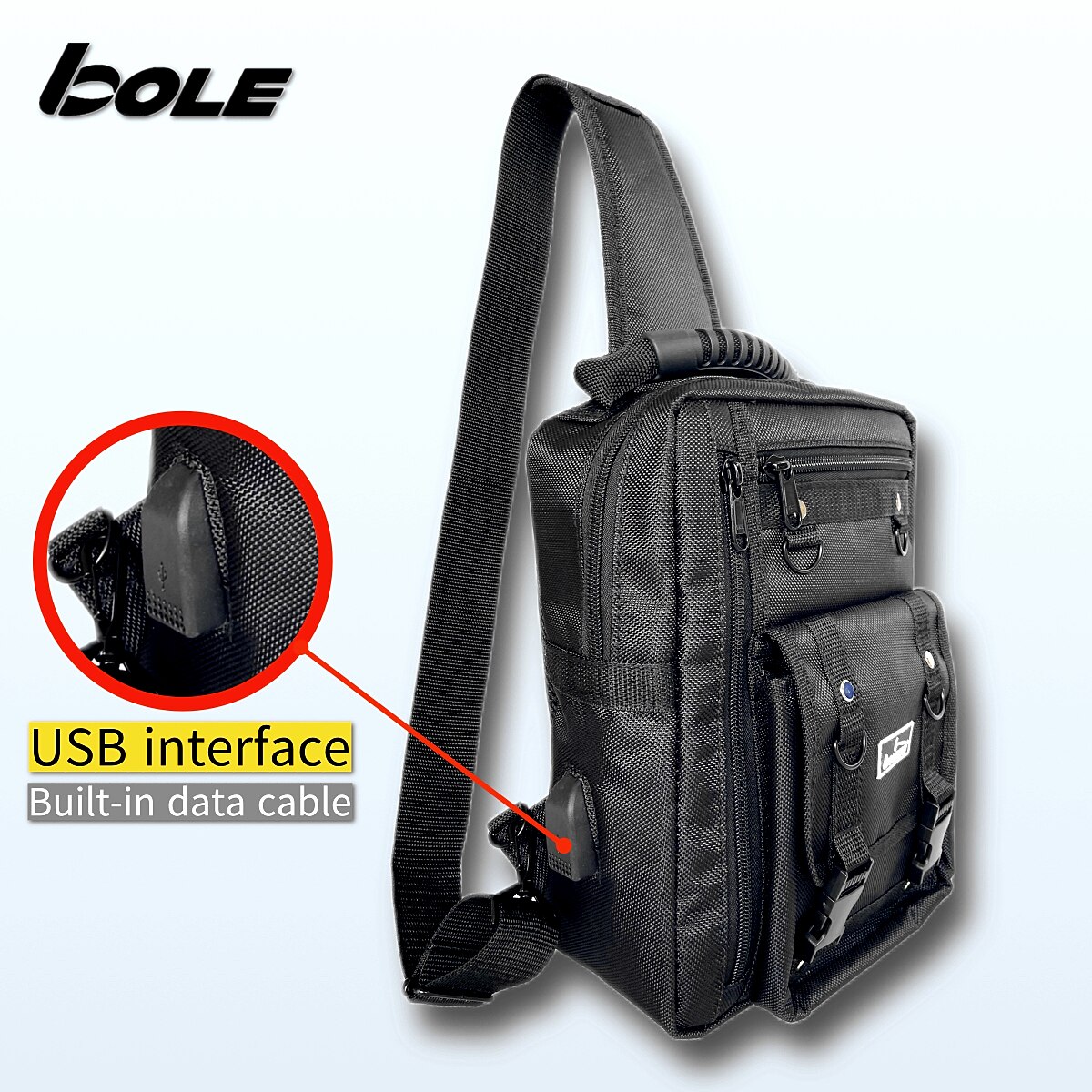 bole bryst henge verktøy bag enkel skulder bag 1680d oxford stoff ryggsekk multifunksjonell hard mann stil foretrukket veske