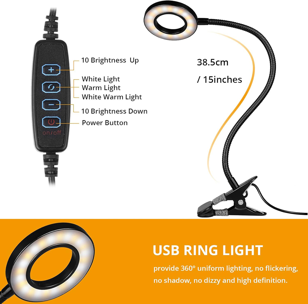360 ° Flexibele 48 LED's Clip-on Bureaulamp Zwanenhals Leestafel Licht Oogverzorgende USB Klem Boeken Nachtlampje Studie Leeslamp