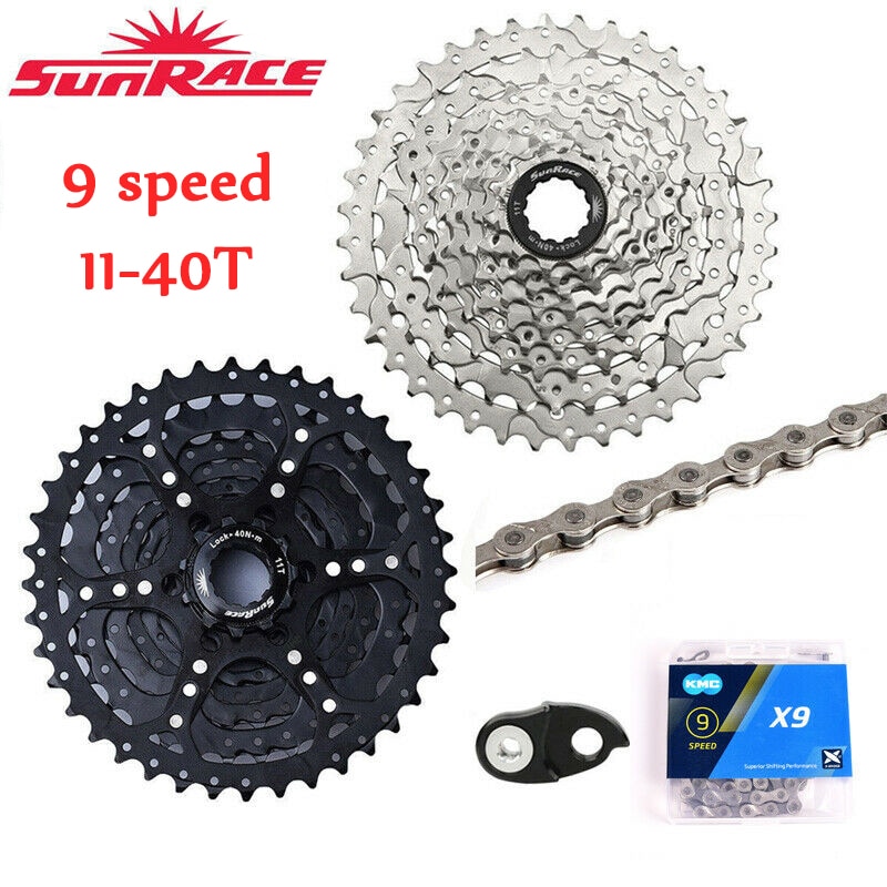 Sunrace 9 Speed Cassette 11-40T Mountain Bike Freewheel X9 Chain Cogs Wide Ratio MTB Freewheel Adapter fit Shimano SRAM