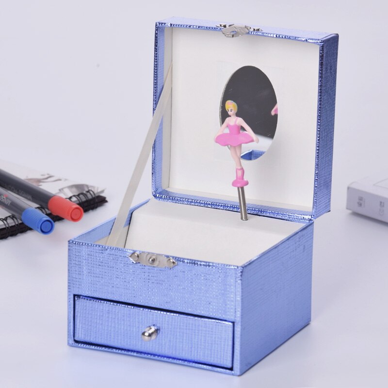 Boîte à musique en papier bleue, boîte à bijoux faite à la main carrée, boîte d'emballage, produit, proposition créative, d'anniversaire ou de noël