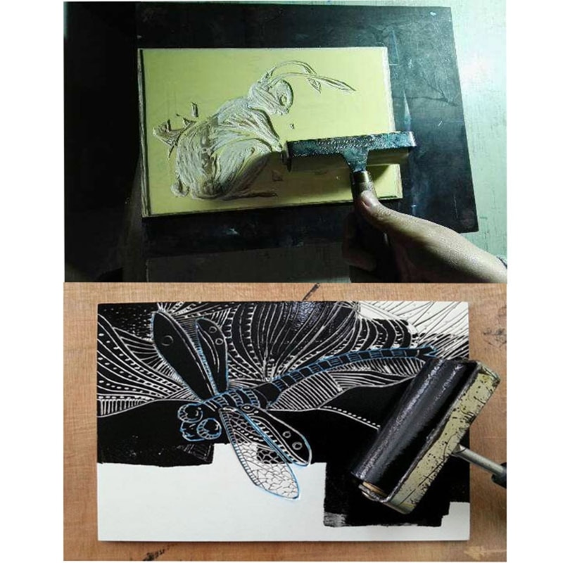 Handmade Art Woodcut Tools 10CM Oil Printing Rubber Roller Wooden Handle Can Be Removed For Easy Cleaning