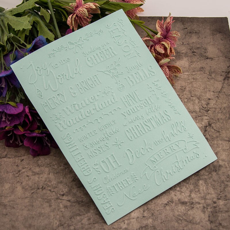 Plastic Template Craft Card Making Paper Cards 1Pcs Photo Album Merry Christmas Bells Words Scrapbooking Embossing Folder
