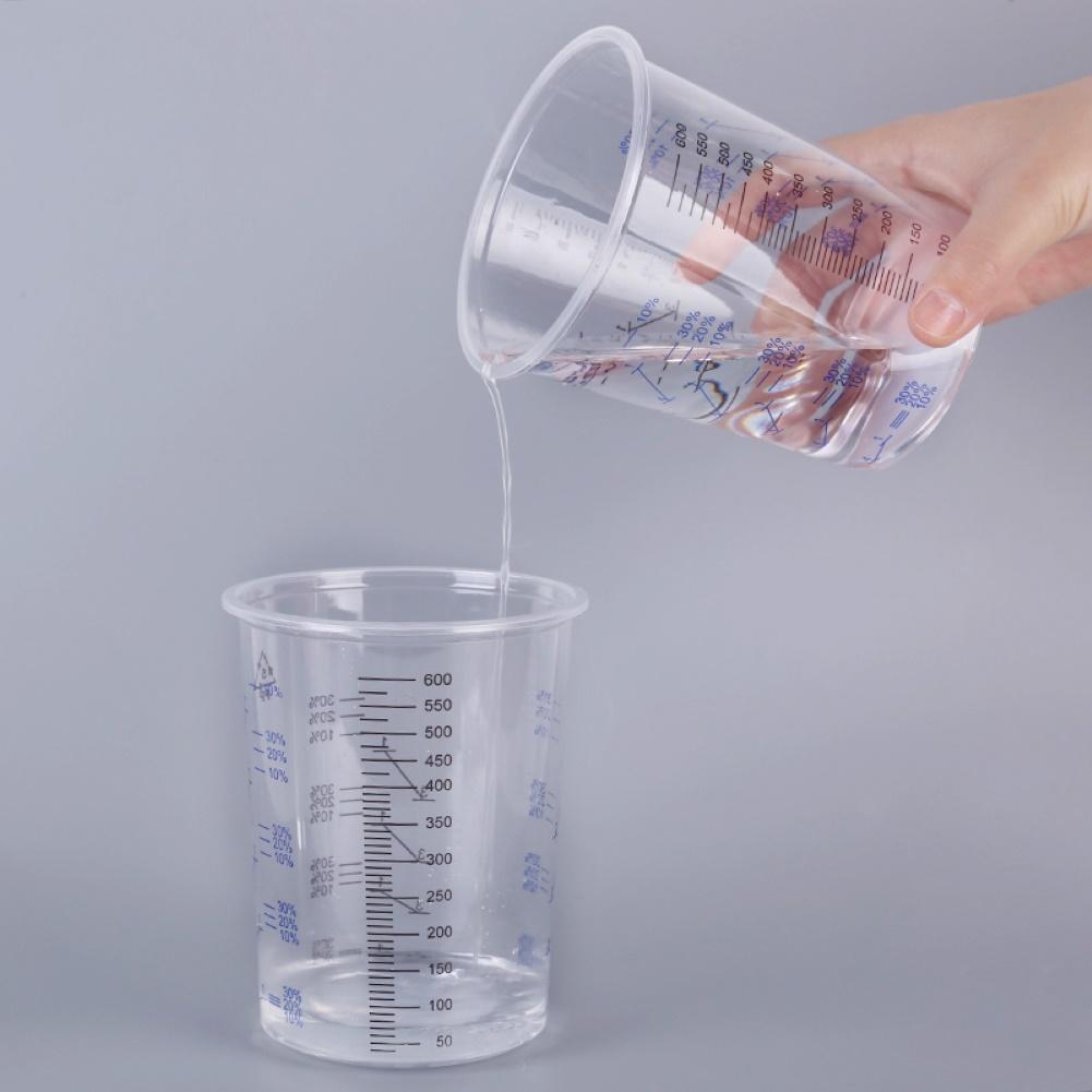 10Pcs 600Ml Clear Plastic Verf Vloeistof Mengen Afgestudeerd Maatbeker Container Maatbeker Container Maatbeker Container