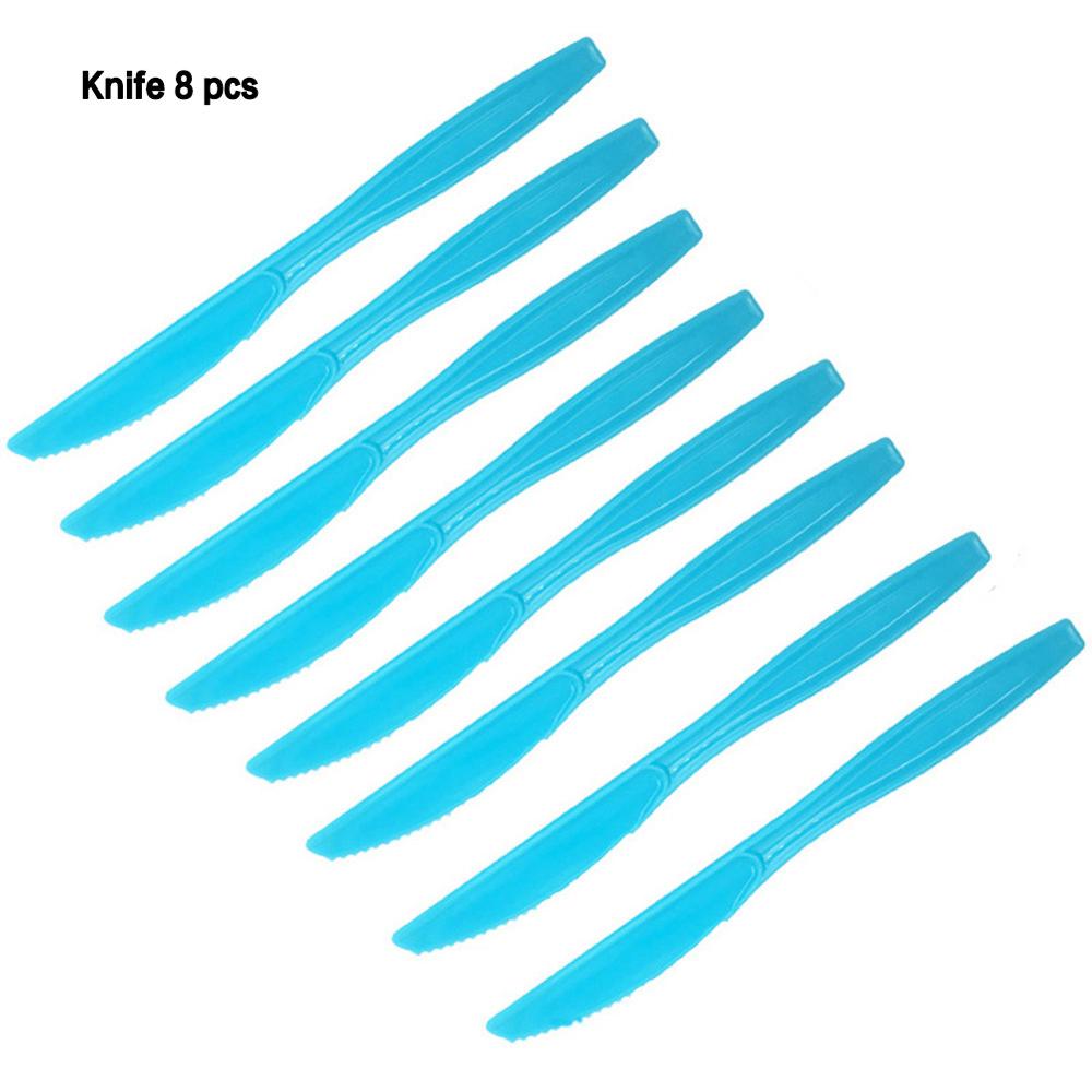 Ocean Shark Disposable Tableware Animal Pattern Paper Plates Cups Hanging Banners Ornaments Kids Birthday Party Supplies: knife 8pcs