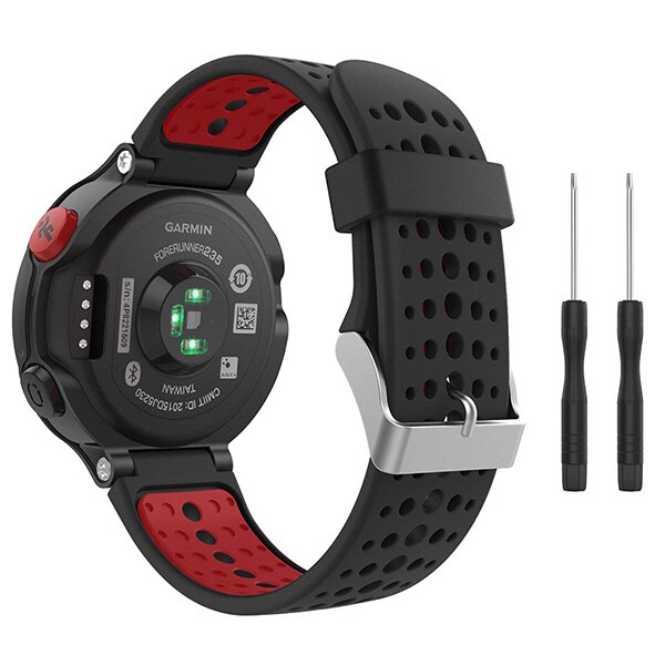 Para Garmin Forerunner 235 brazalete con correa de silicona para Garmin Forerunner 220/230/235/620/630/735XT/235 accesorio Lite: Black with Red