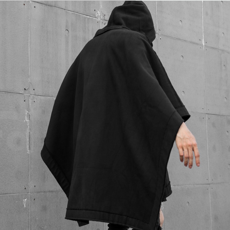 Capa de murciélago suelta para hombre, Sudadera con capucha de informal, media-larga, temporada otoño e invierno