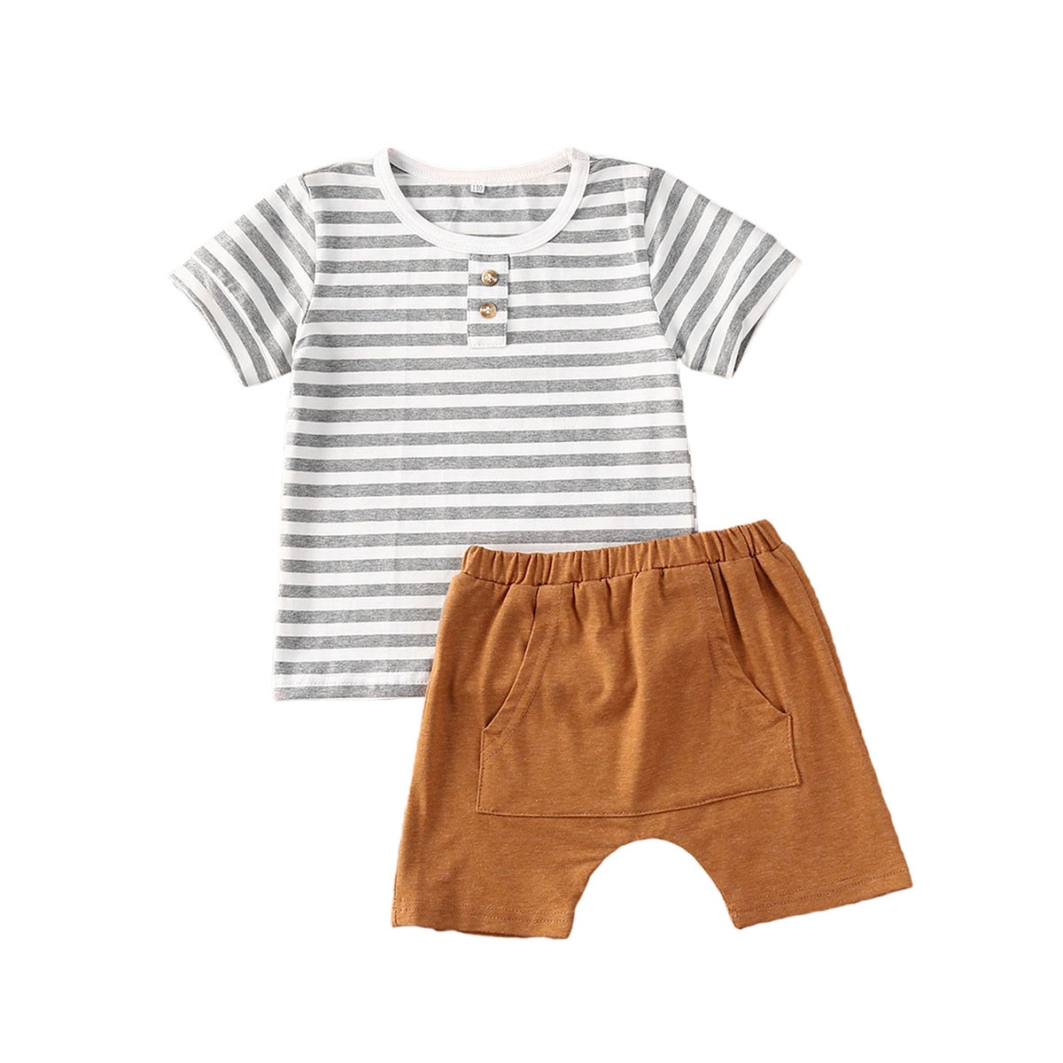 6m-3 år nyfødt baby stribet bomuldst-shirt solid shorts bukser dreng pige sommer forår efterår tøj sæt