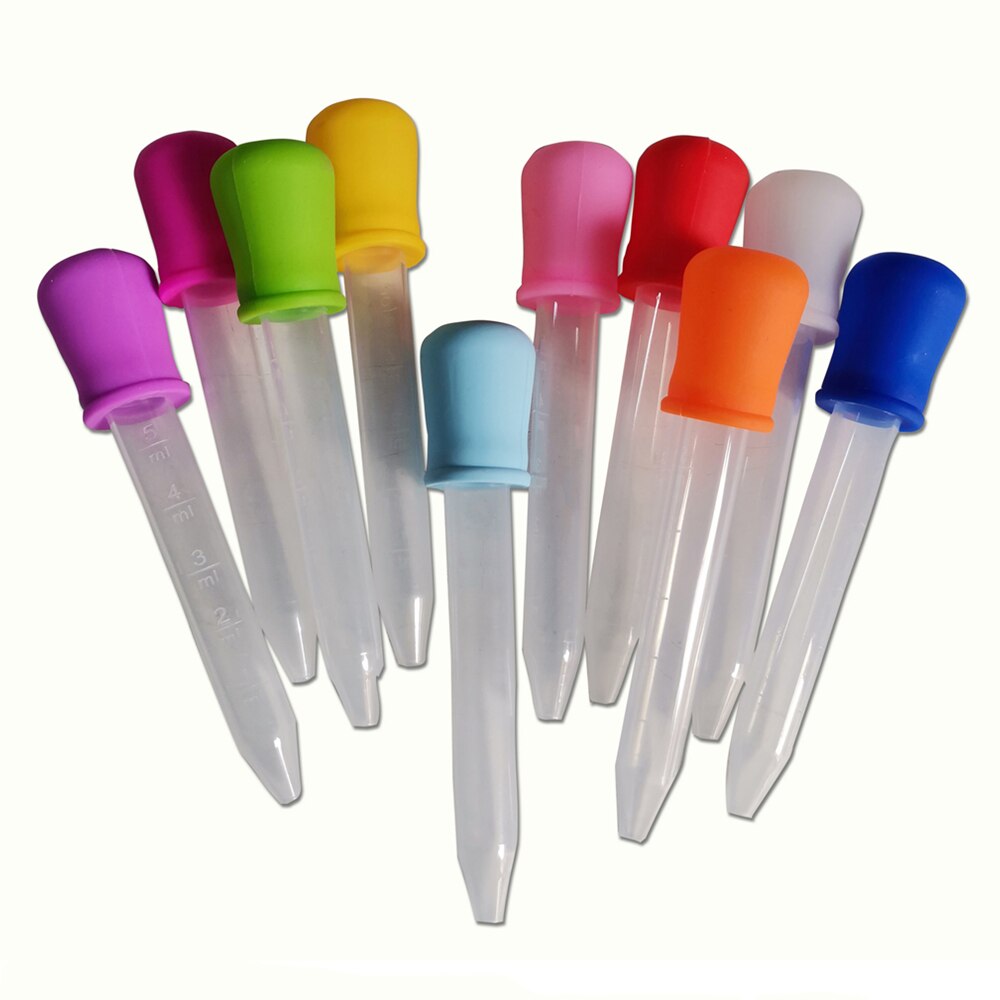 Pipette compte-gouttes en Silicone pour bébé, distributeur de médicaments pour enfant, Pipette de jus de Fruit liquide, ustensiles pour nourrissons, 5ml, 10 pièces: 10pcs Random Colors