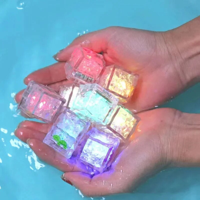12 Uds. Bañera de baño para bebé, juguetes con luz LED, cambio colorido, impermeable, rompecabezas de baño brillante, juguetes para niños, de cumpleaños infantil