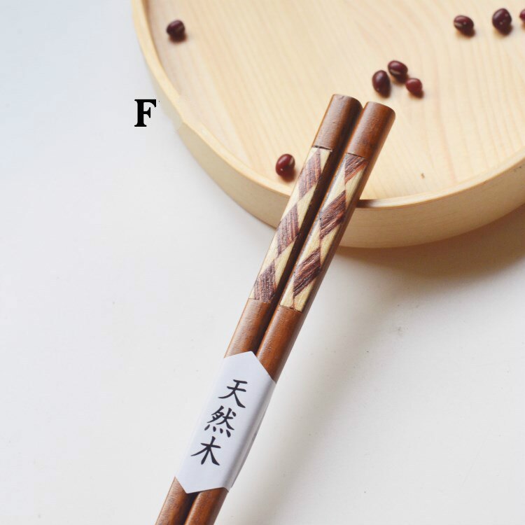 1 Pair Japanese chopsticks Iron Wood Non-Slip Sushi Food Chop Sticks Set Chinese palillos japoneses reusable: F
