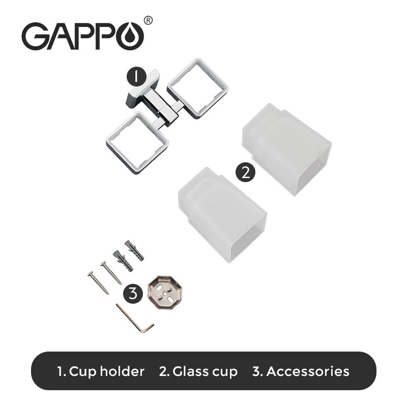 Gappo Cup Tumbler Houders Dubbele Tandenborstel Tand Bekerhouder Cups Wall-Mount Badkamer Accessoires Bad Hardware Set G3806/g3808