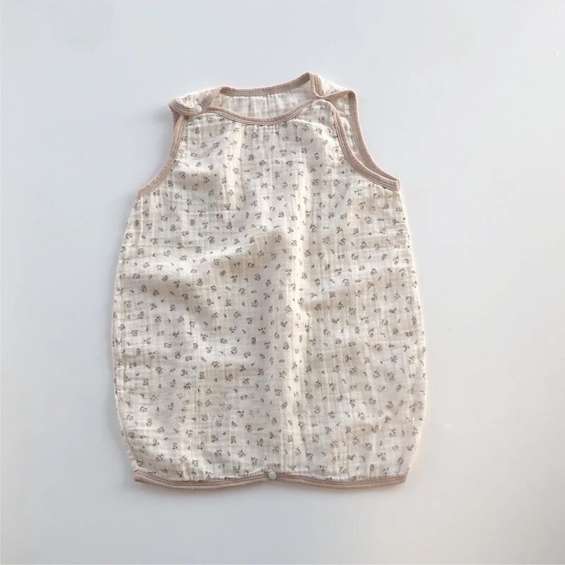 Korean Infant Baby Cotton Floral Sleeping Bag Toddler Kids Girl Summer Sleeveless Thin Polk Dot Sleepsacks