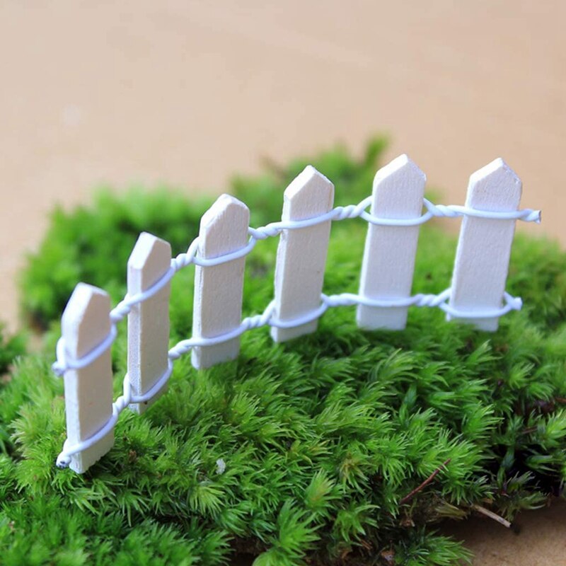 90cm Long Mini Garden Fence Wooden Fence Decorative Fence Succulent Fence Height 2 Inches 4-Pack (White)