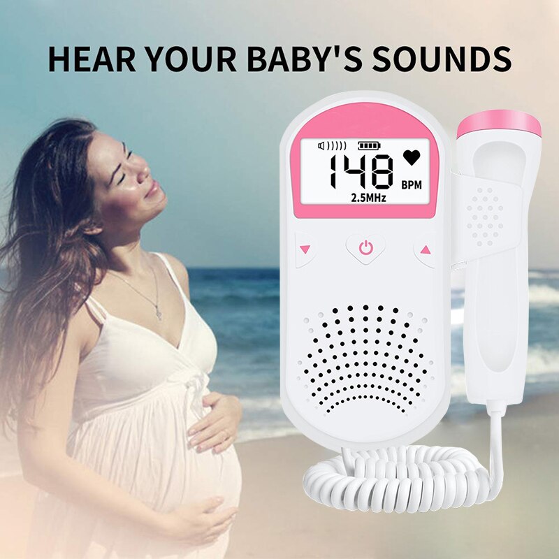 Fetal Upgraded 2.5MHz Fetal Home Pregnancy Heart Rate Monitor Baby Fetal Heart Rate Detector LCD Display No Radiation