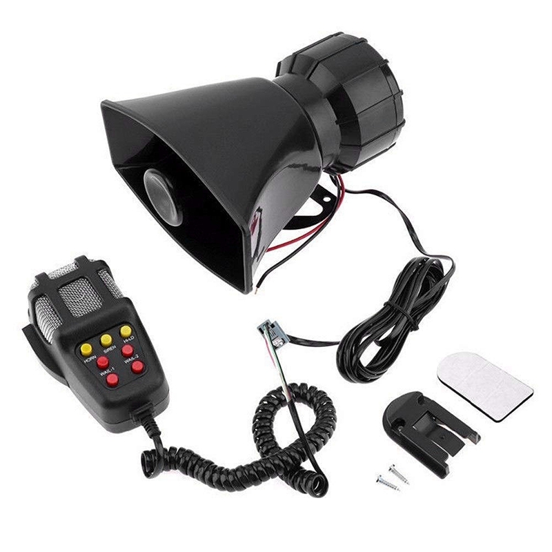 Universel moto voiture alarme son 7 tons klaxon 12V 100W Police sirène klaxon haut-parleur (noir)