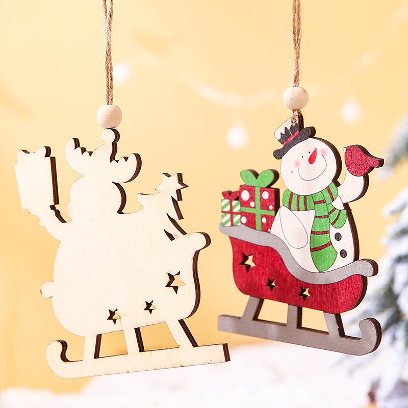 Eventyrprodukter julepynt træ santa slæde snemand hjorte juletræsmalet vedhæng