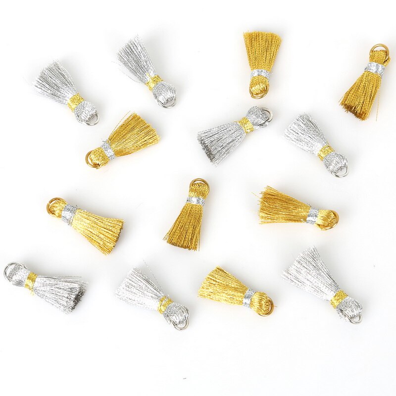 ! 20 stuks 20mm mini zijden kwastjes oorbellen goud zilver kwastjes bedeltjes hanger diy handgemaakte sieraden bevindingen