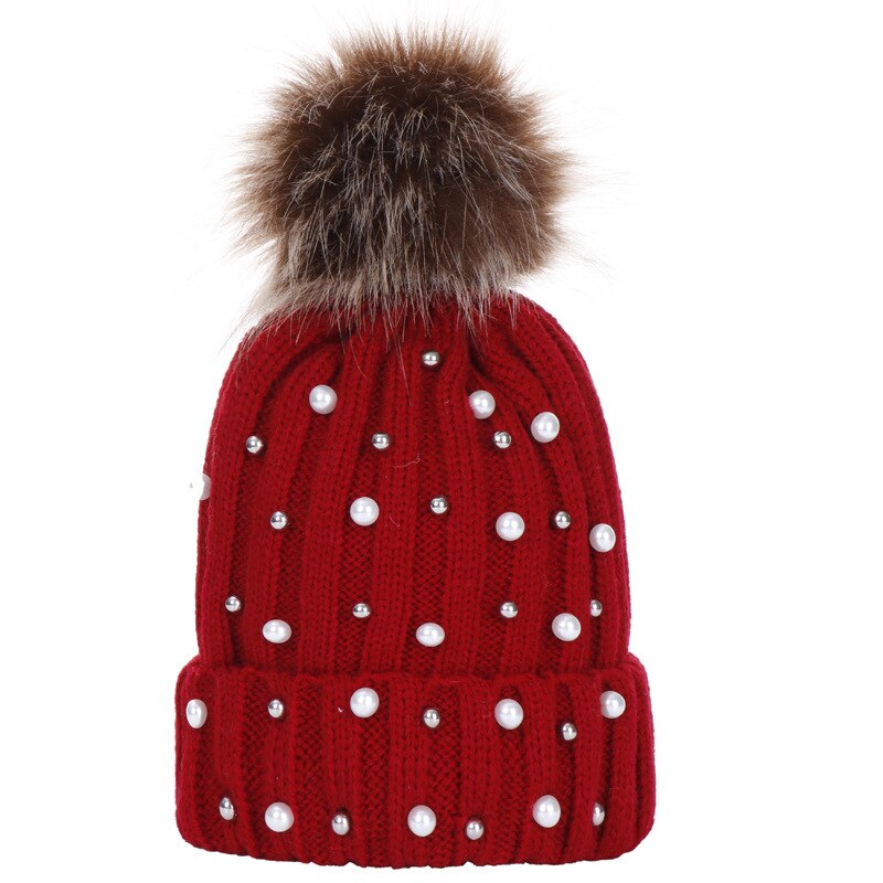 Winter warme baby muts met bont pompon, gebreide baby meisjes jongens baby peuter kinderen muts beanie kinderen kinderen mutsen muts: 6