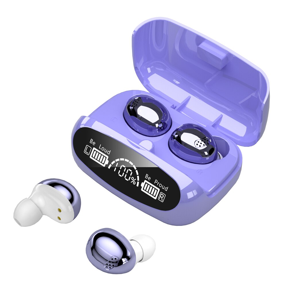 M32 Tws Draadloze Hoofdtelefoon Stereo Oortelefoon Bluetooth-5.1 Sport Waterdichte Oordopjes Headset Met Microfoon 2000Mah Opladen Doos: Paars