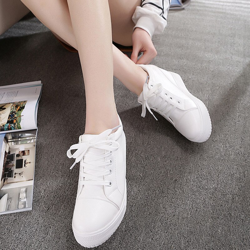 Wit Verborgen Sleehak Sneakers Casual Schoenen Vrouw Hoge Platform Schoenen Vrouwen Hoge Hakken Wiggen Schoenen Voor vrouwen