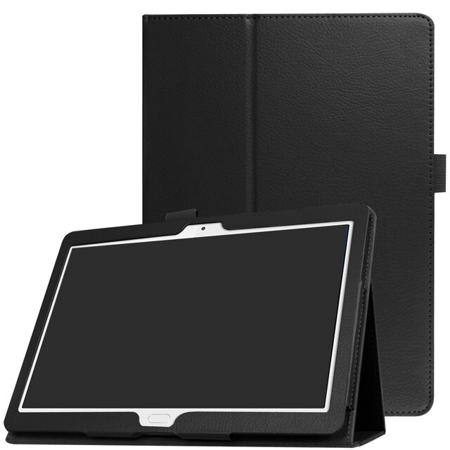 Hoesje voor huawei mediapad  m3 lite 10 bah -w09 bah -al00 ultradunne flip stand pu leren hoes voor huawei  m3 lite 10.1 tablet funda: Zwart