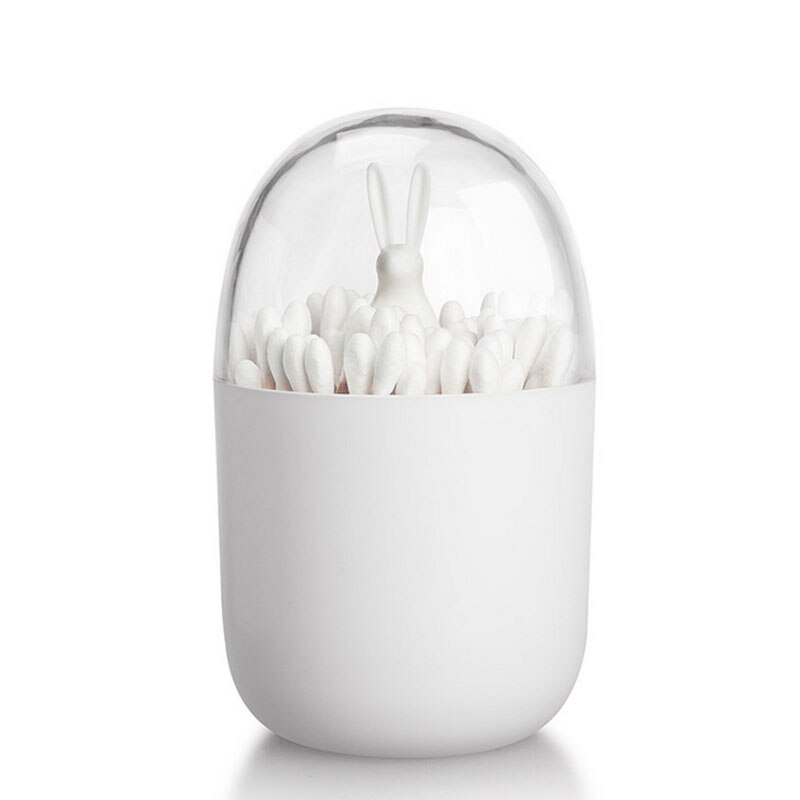 Bomuldspindelholder, små q-tip tandstikkere opbevaringsholder: Hvid kanin