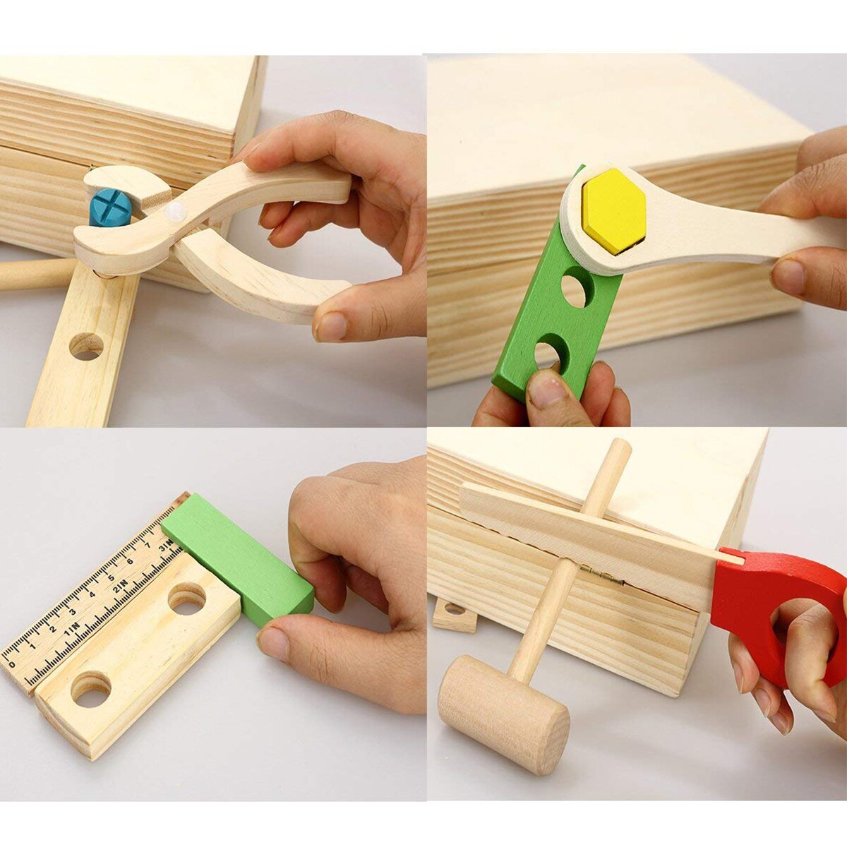 Multifunctionele Houten Tool Speelgoed Pretend Play Gereedschapskist Accessoires Set Educatief Bouw Speelgoed Kinderen