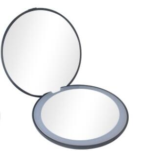 Espejo LED de bolsillo para maquillaje, Mini, portátil, con luz recargable, compacto, de mano, 1x aumento, plegable, espejo de belleza: 10X black
