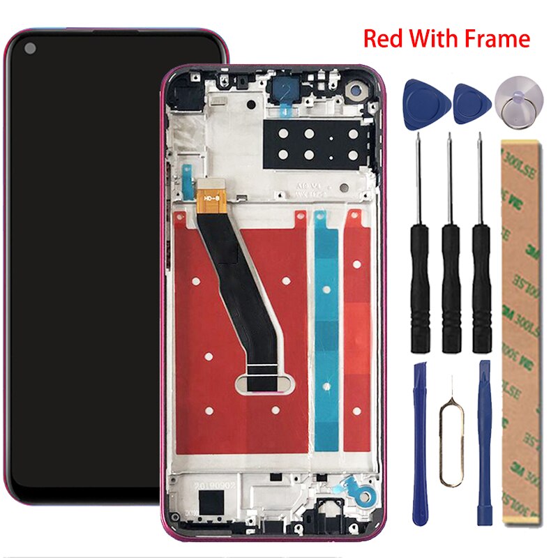 Originele Vervanging Voor Huawei P40 Lite E Lcd Display Digitizer Glass Panel Voor Huawei Y7P Lcd Display Accessoire Onderdelen: LCD Red Frame