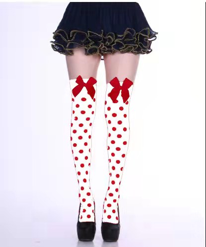 2021Hot Halloween Snoep Kleur Strik Lange Hoge Buis Over-De-Knie Dij Sokken Polka Dot Schedel Persoonlijkheid straat Sexy Night: 07