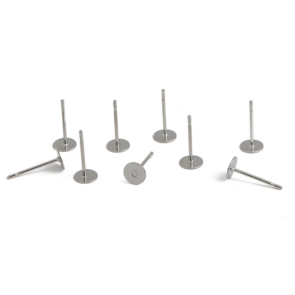 100-200pcs Stainless Steel Blank Post Flat Earring Stud Base Pins Earrings Earplug For DIY Earrings Jewelry Making Accessories: 5x12mm 100pcs