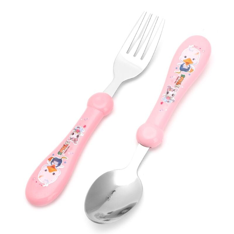 Kids Baby Cartoon Vork En Lepel Set Servies Rvs Vorken + Lepels 97BD
