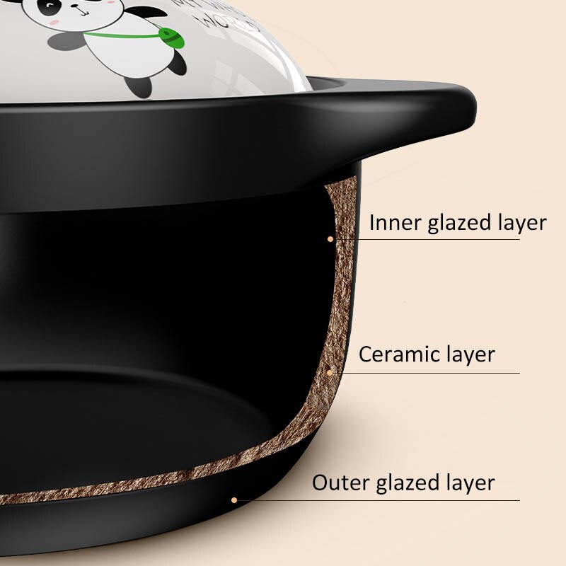 Casserole Stew Pan with Cover Ceramic Cookware 1.6L Soup Cooking Boiler Thick Bottom Pots High Temperature Resistant Cooking Pot