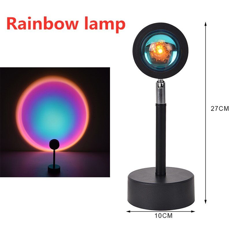 Proyector de luz Led de noche para niños y niñas, lámpara de escritorio con proyección de sol, color rojo atardecer, arcoíris, USB, decoración de pared del dormitorio: Sunset lamp
