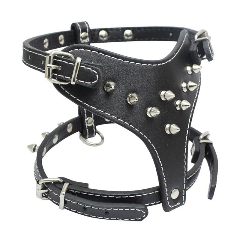 PU Leather Spiked Studded Dog Harness Pet Pitbull Adjustable Harness Collar For Medium Large Dogs Boxer Bull Terrier