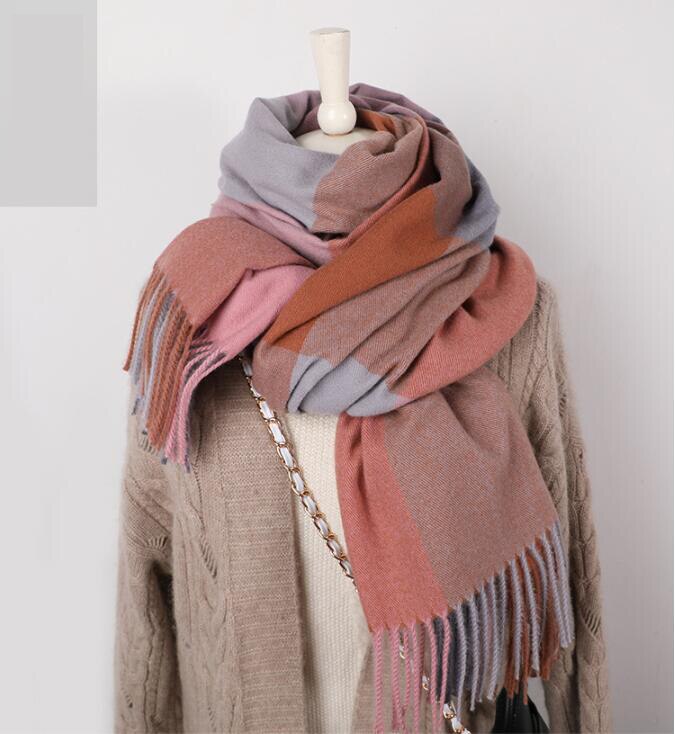 Strikk vinter skjerf til kvinner kashmirlignende pashmina sjal pakke inn geometrisk kvinnelig varmt teppe skjerf skumring stjal