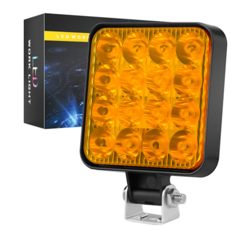 48W 16 Led 12V LED-lichtbalk Werklamp voor auto Tractor Boot Vrachtwagen 4X4 4WD SUV ATV Off-road auto SUV ATV Barra LED-koplampen: YELLOW