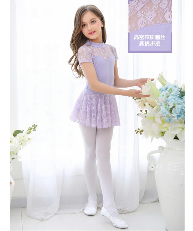 Lace leotards two pieces. Ballet Tutu Gymnastics Leotard Girl Dance Costume Baby Tutu Dress Dance wear: Baby purple / Tag15