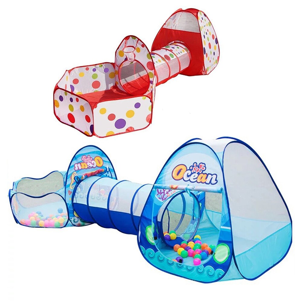 3 In 1 Draagbare Kinderen Tent Kinderen Spelen Spel Huis Oceaan Ballenbad Kinderen Tipi Tenten Kruipen Tunnel Zwembad Bal baby Play Tenten