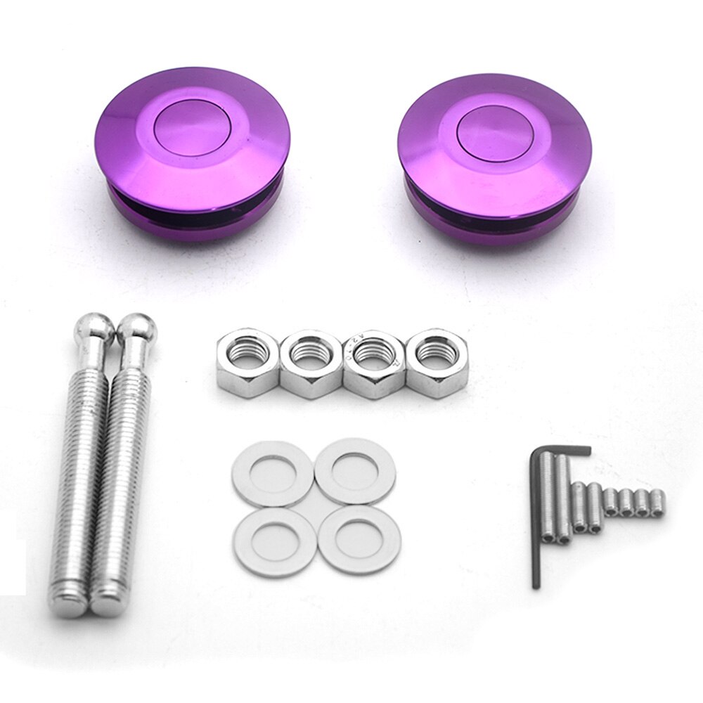 Universal Push Button Billet Hood Pins Lock Clip Kit Engine Bonnets Lock Aluminum Car Quick Latch: Purple