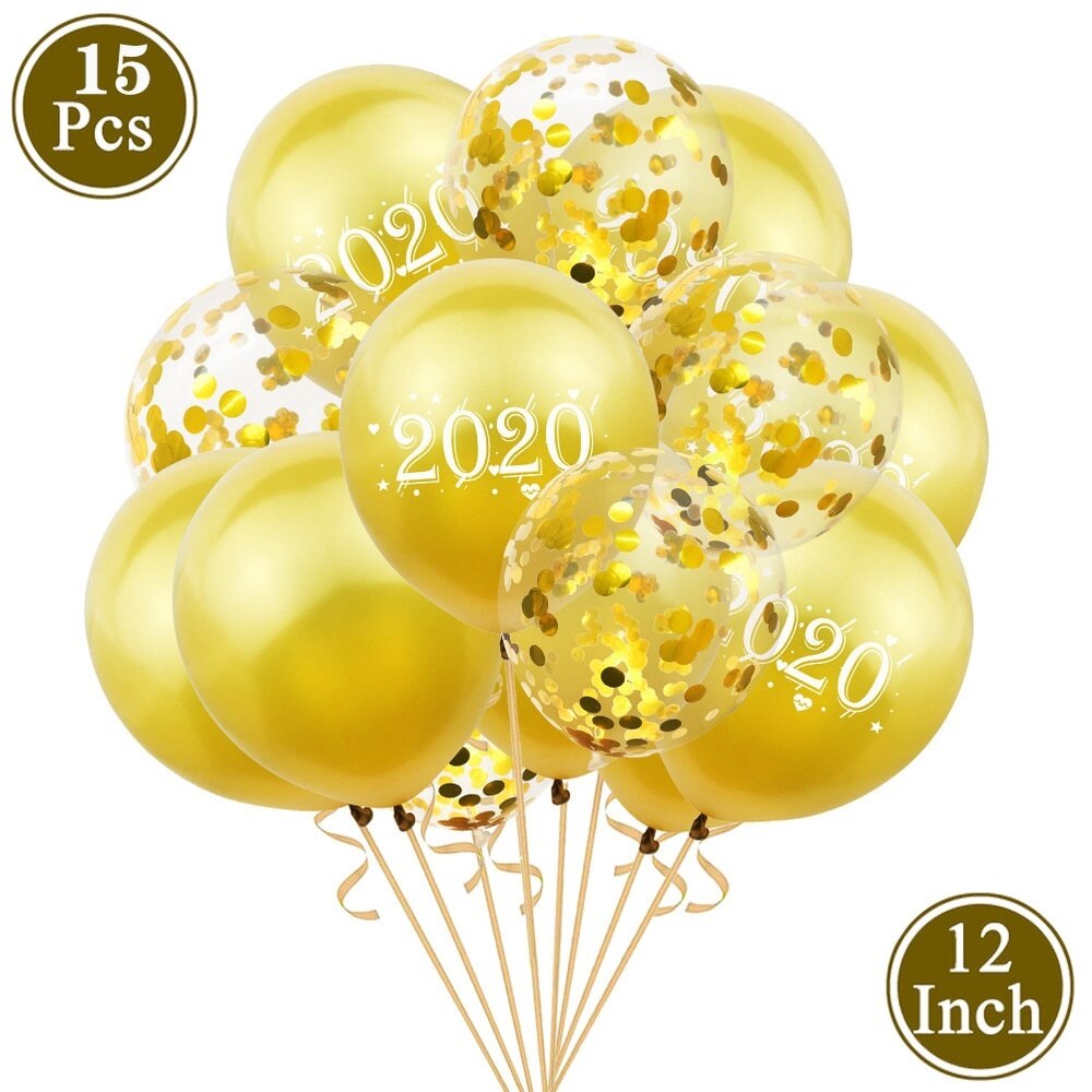 15pcs Printed Balloons Rose Gold Number Latex Confetti Balloons Happy Year Wedding Birthday Party Decorations 83D: 4