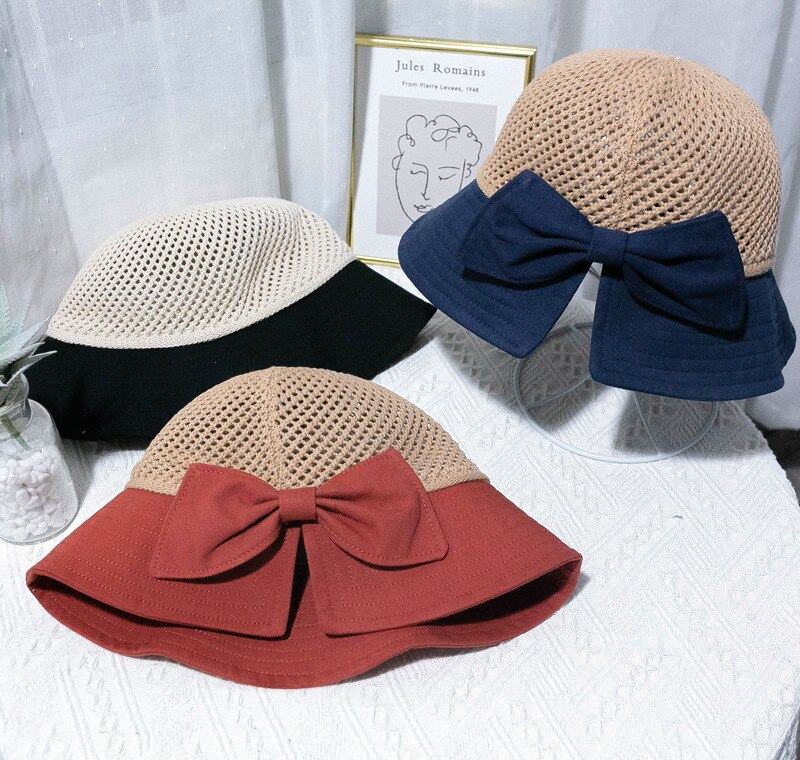 Strand Anti-Uv Visser Hoed Boog Opvouwbare Wide Brim Floppy Meisjes Strooien Hoed Vrouwen Zomer Hoed Uv Beschermen Reizen Cap Lady cap