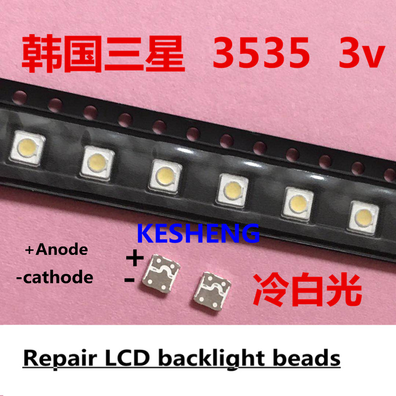 200 stk/samsung lcd tv reparasjon led bakgrunnsbelysning stripe lys stripe  tv 3537 lampe perler 3535 kald hvit 1w 3v for