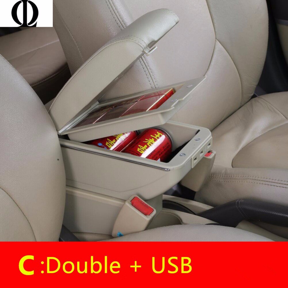 Voor renault captur kaptur  qm3 dubbele laag usb-armsteun armsteun middenconsole opbergvak bekerhouder