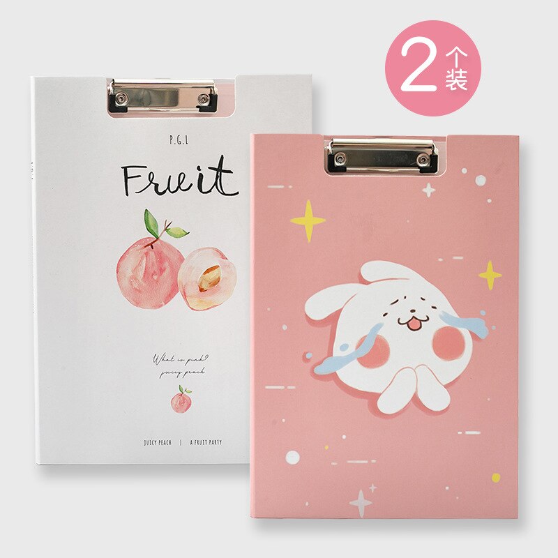 2pcs/set Cartoon A4 Flip Clip Student Cute Paper Clipboard Folder Pad for Office Supply Writing Clipboard Stationery School: L