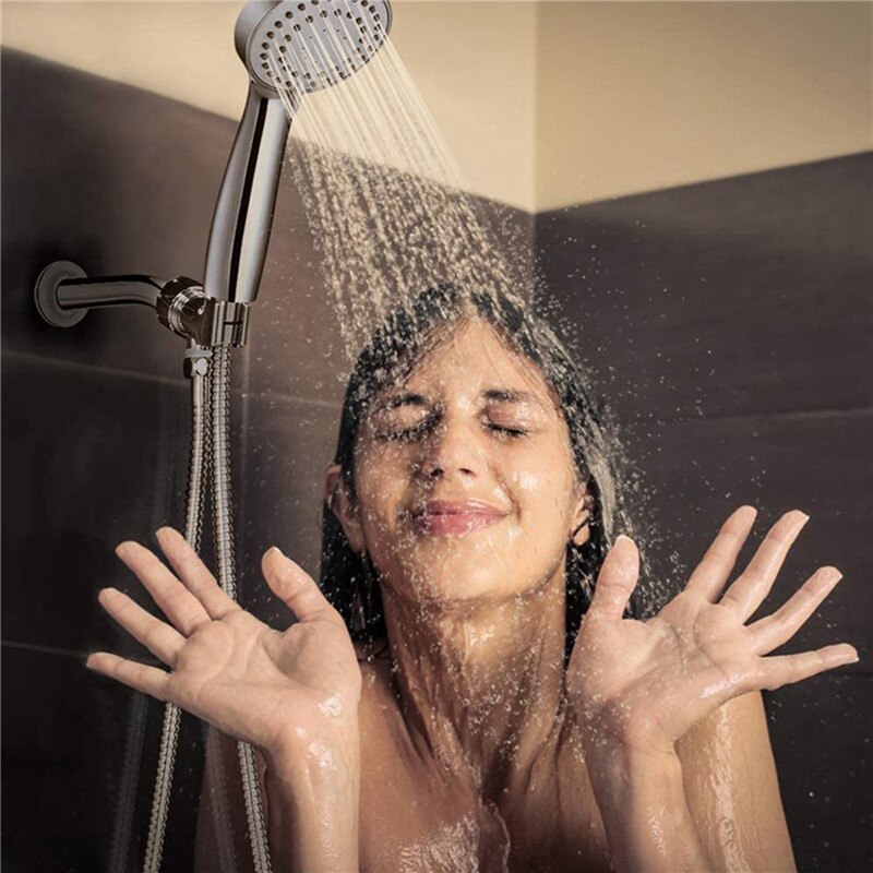 High Pressure Handheld Shower Head Chrome Finish Water Supply Pipeline Multi-functions Flow Regulator