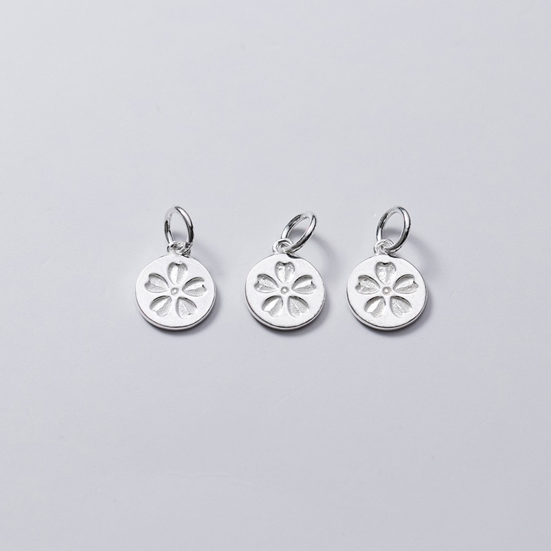 Meetsoft romantische 925 Sterling silber anhänger mit niedlichem blumenmuster, speziell für diy-handgefertigte halskettendekorationen