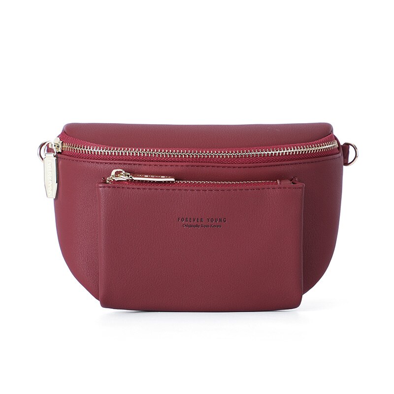 WEICHEN Multi-functiona Women Fanny Pack Ladies Messenger Shoulder Chest Bag Female PU Leather Waist Bag Women&#39;s: Wine Red