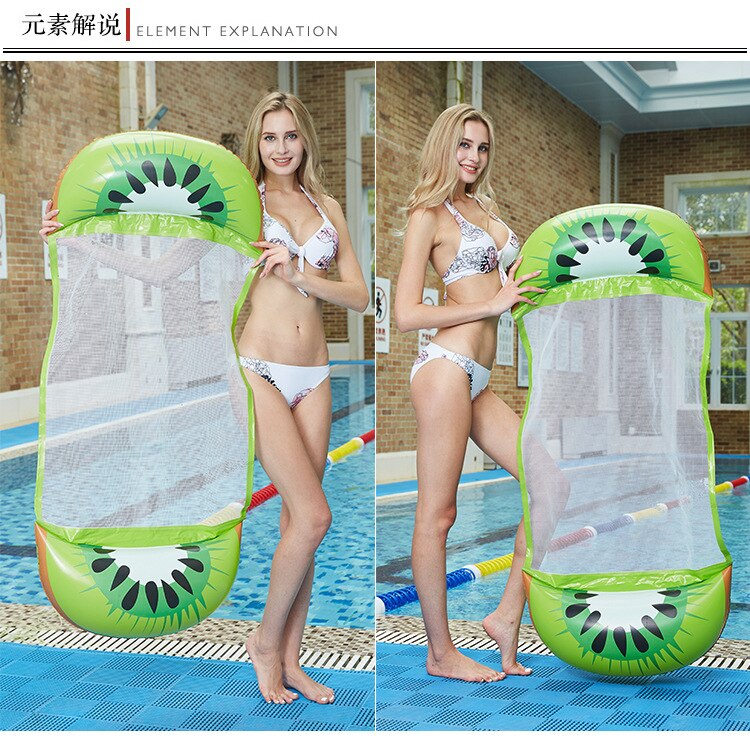 PVC inflatable water floating bed with net can be folded, double backrest floated row