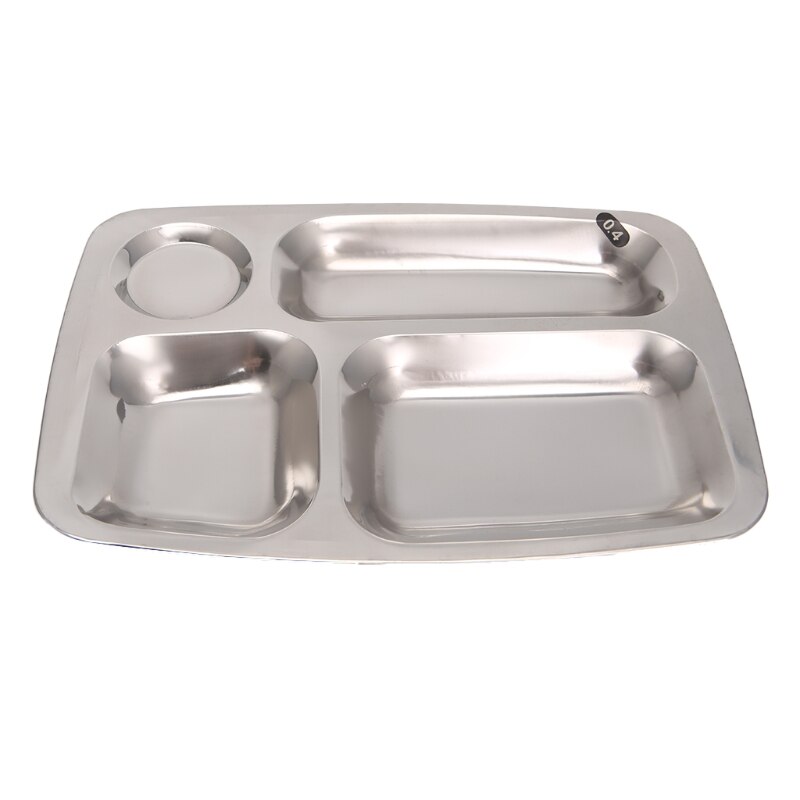 Rustfrit stål børn fade middagsplader opdelt middagsbakke frokost container mad tallerken til skolekantine 3/4/5 sektion: 1